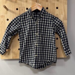 GAP Navy and White Checkered Kids Button Down Shirt